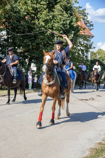Desfile Tradicional Húngaro Cosecha Septiembre 2023 Aldea Tapolca Diszel Hungría — Foto de Stock