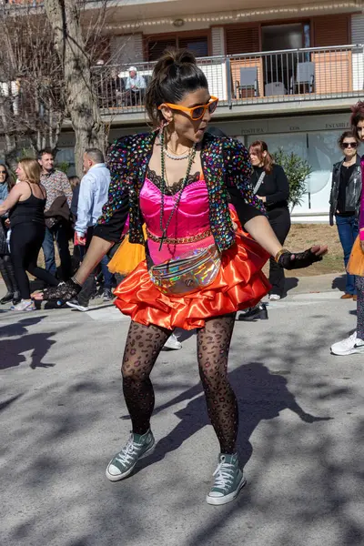 Palamos España Febrero 2024 Desfile Carnaval Tradicional Una Pequeña Ciudad — Foto de Stock