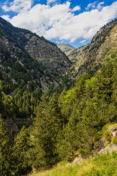스페인 Pyrenees Valley Nuria Vall Nuria의 아름다운 산봉우리 로열티 프리 스톡 사진