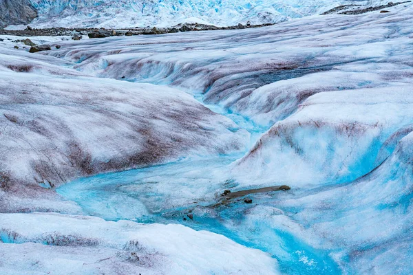 Melting Glacier Ice Mendenhall Glacier Alaska Forms Winding Stream Crystal — Stock Photo, Image