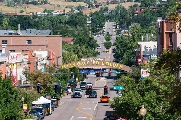 Golden Colorado August 2022 Welcome Golden Sign Washington Street Golden — Photo