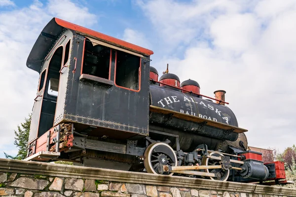 Anchorage September 2022 Alte Antike Alaska Railroad Lokomotive Vor Dem — Stockfoto