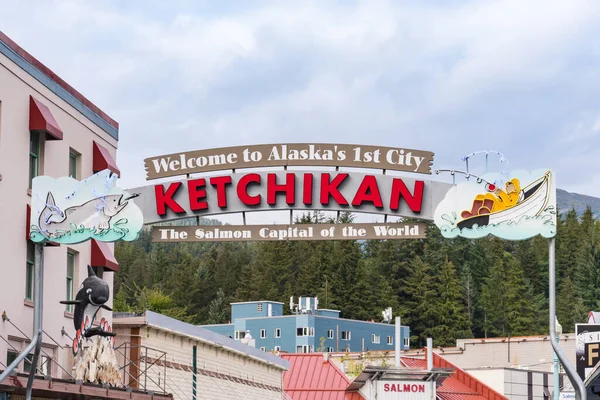 Ketchikan September 2022 Welcome Sign Downtown Ketchikan Alaska — Stock Photo, Image