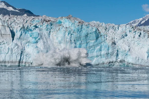 Large Piece Ice Calving Face Hubbard Glacier Russell Fjord Alaska — Stock Photo, Image