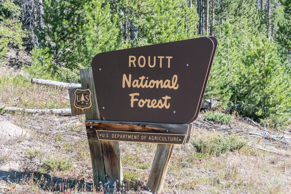 Uvítací Značka Podél Silnice Routt National Forest Coloradu — Stock fotografie