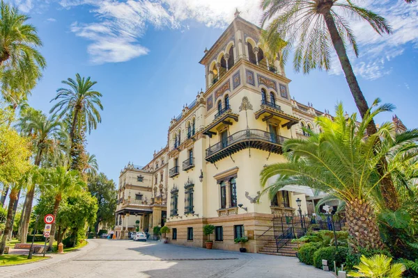 stock image Sevilla, Spain - September 1, 2023: Facade of the luxury Hotel Alfonso opened in 1929 and named after Alfonso XIII, King of Spain