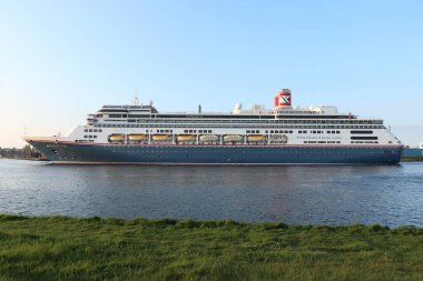 IJmuiden, the Netherlands - May 1st, 2022:  MS Bolette cruise ship, operated by Fred Olsen Cruise lines,formely know as Amsterdam, owned by Holland America Line