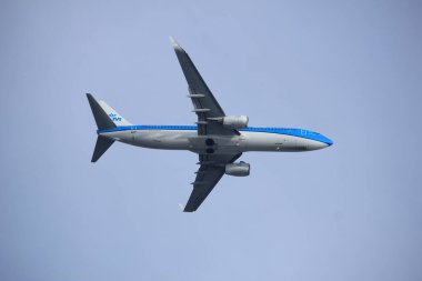 Amsterdam Hollanda - 4 Mart 2018: Ph-Bga Klm Royal Dutch Airlines Boeing 737-800 kalkış Aalsmeerbaan pist, Amsterdam Airport Schiphol üzerinden