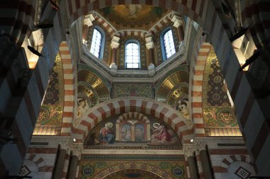 Marsilya, Fransa 'daki Notre Dame De La Garde katedrali. İç mekan
