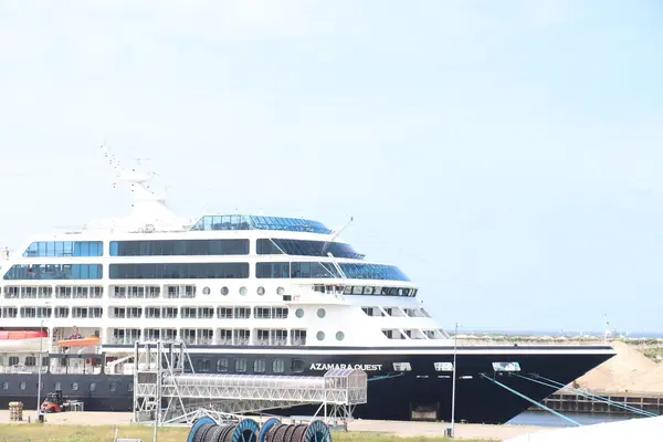 stock image IJmuiden, the Netherlands - June 23rd, 2024: Azamara Quest, owned by Sycamore Partners, operated by Azamara Club Cruises, docked at Felison Cruise Terminal IJmuiden.