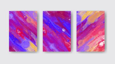 Mor boya fırçası unsurları olan zarif bir afiş tasarımı. Soyut dekorasyon. Vektör illüstrasyonu.