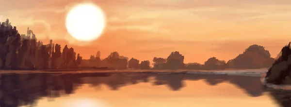 Ιστορικό Τοπίου Αφηρημένο Πρότυπο Τέχνης Στοιχεία Βαφής Sunrise Sunset Φόντο — Διανυσματικό Αρχείο