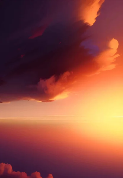 柔らかい暗い背景にファンタジースタイルで日没の夜明けの雲 夏休みのコンセプト 夏の光の背景 オレンジの背景 秋の背景 幻想的な背景 ファンタジー壁紙 — ストックベクタ