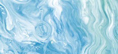 Mavi boya fırçası elementli zarif afiş tasarımı. Soyut dekorasyon. Vektör illüstrasyonu.