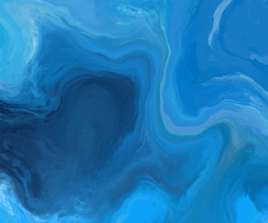 Mavi boya fırçası elementli zarif afiş tasarımı. Soyut dekorasyon. Vektör illüstrasyonu.