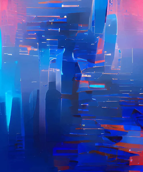 Abstracte Achtergrond Moderne Futuristische Grafische Roze Blauwe Neon Chaotische Achtergrond — Stockvector