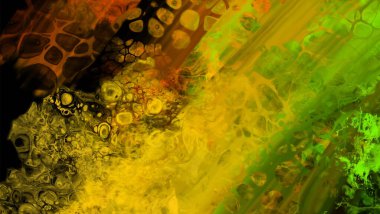 Siyah üzerine modern renkli akış arka planı. Renk pankartıyla dalga sıvısı. Tasarım projen için sanat tasarımı. Vektör illüstrasyonu.