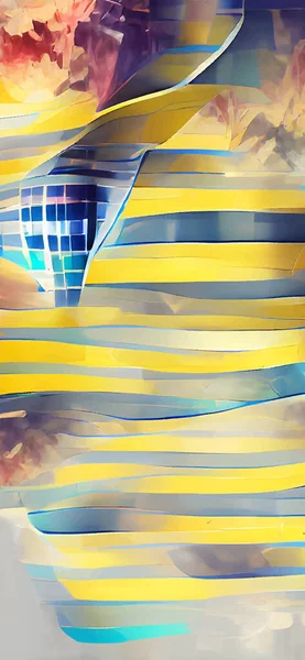 Abstraktes Design Layout Template Design Streifenhintergrund Blau Gelbe Farbe — Stockvektor