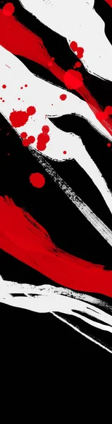 Pincelada Negra Tinta Roja Blanca Estilo Japonés Ilustración Vectorial Manchas — Archivo Imágenes Vectoriales