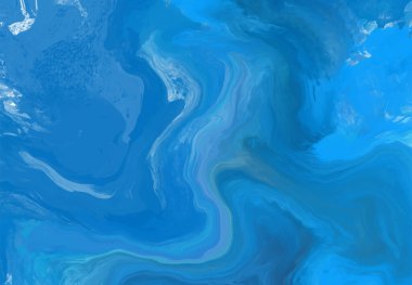 Mavi boya fırçası elementli zarif afiş tasarımı. Soyut dekorasyon. Vektör illüstrasyonu.