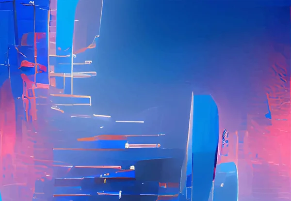 Latar Belakang Abstrak Grafis Futuristik Modern Merah Muda Biru Neon - Stok Vektor