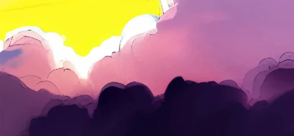 Abstrakcyjny Wzór Fioletowym Kreskówkowe Niebo Chmury Malowane Miękkim Kolorowym Tle — Wektor stockowy