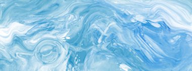 Mavi boya fırçası elementli zarif afiş tasarımı. Soyut dekorasyon. Vektör illüstrasyonu.