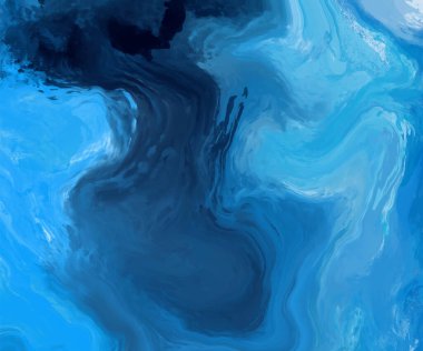 Mavi boya fırçası elementli zarif afiş tasarımı. Soyut dekorasyon. Vektör illüstrasyonu.