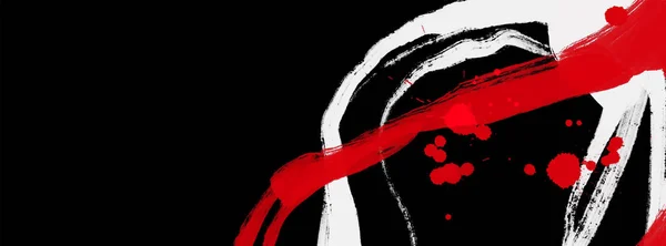Czarny Biały Czerwony Pędzel Japoński Styl Wektorowa Ilustracja Fali Grunge — Wektor stockowy