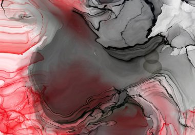 Beyaz arka planda siyah kırmızı fırça darbesi. Tasarım elemanı. Grunge dalga lekelerinin vektör çizimi. Vektör fırçaları resimleme.