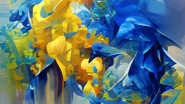 Абстрактний Фон Сучасна Футуристична Графіка Жовтий Синій Хаотичний Фон Векторний — стоковий вектор