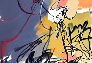 Çizgi film soyut arkaplanı renkli arkaplan üzerine çizgi film tarzıyla boyanmış. Suluboya afişi. Modern soyut sanat geçmişi. Vektör tasarımı illüstrasyonu.