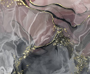 Vektör siyah pembe pankart. El çizimi soyut fırça darbesi. Dalga ögesi.