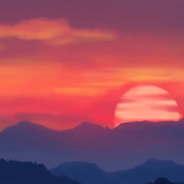 Tájkép Háttér Absztrakt Művészeti Sablon Festékelemekkel Sunrise Sunset Háttér Elvont — Stock Vector