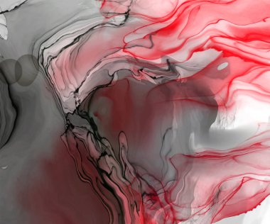 Beyaz arka planda siyah kırmızı fırça darbesi. Tasarım elemanı. Grunge dalga lekelerinin vektör çizimi. Vektör fırçaları resimleme.