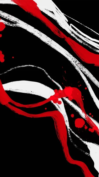 Черно Белые Красные Чернила Мазок Японский Стиль Векторная Иллюстрация Гранжевых — стоковый вектор