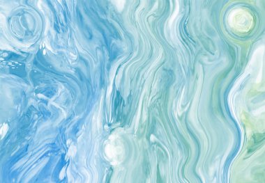 Mavi boya fırçası elementli zarif afiş tasarımı. Soyut dekorasyon. Vektör illüstrasyonu.