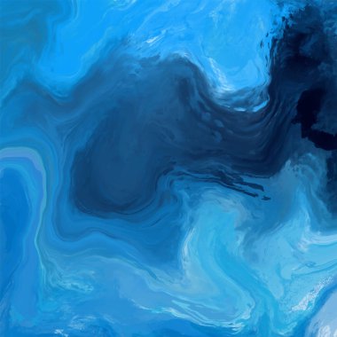 Mavi boya fırçası elementli zarif afiş tasarımı. Soyut dekorasyon. Vektör illüstrasyonu.