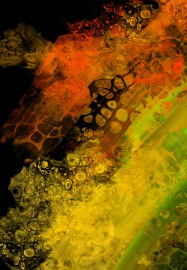 Siyah üzerine modern renkli akış arka planı. Renk pankartıyla dalga sıvısı. Tasarım projen için sanat tasarımı. Vektör illüstrasyonu.