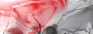 Beyaz arka planda siyah kırmızı fırça darbesi. Tasarım elemanı. Grunge dalga lekelerinin vektör çizimi. Vektör fırçaları resimleme.