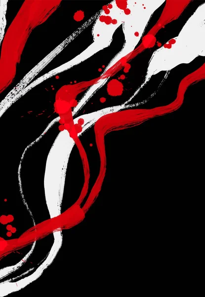 Pennellata Inchiostro Rosso Bianco Nero Stile Giapponese Illustrazione Vettoriale Delle — Vettoriale Stock