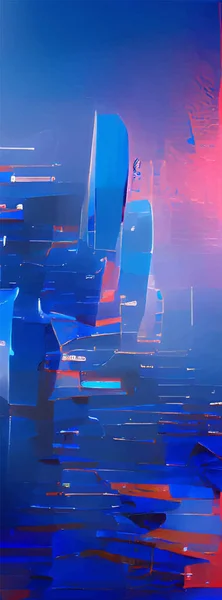 Abstraktní Pozadí Moderní Futuristické Grafiky Růžové Modré Neonové Chaotické Pozadí — Stockový vektor