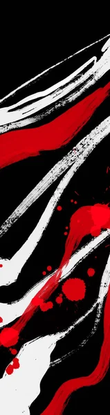 Pincel Tinta Vermelha Branca Preta Estilo Japonês Ilustração Vetorial Grunge — Vetor de Stock