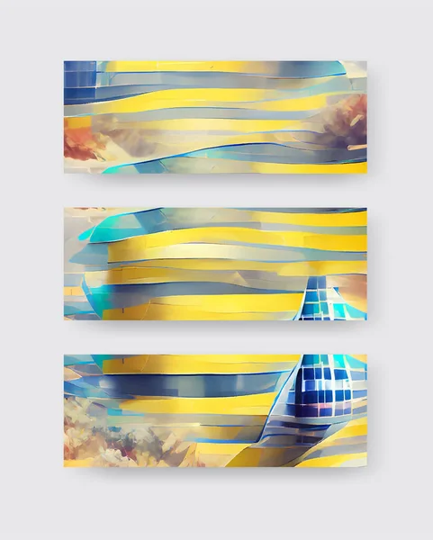 Abstract Design Layout Template Design Strip Background Blue Yellow Color — Stock Vector