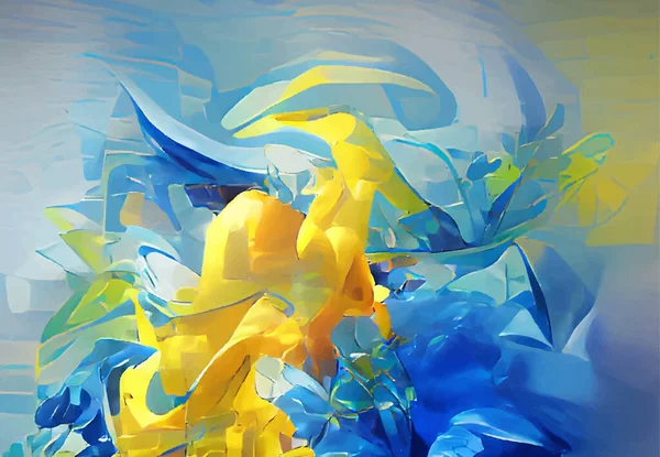 Abstrakter Hintergrund Moderne Futuristische Grafik Gelber Blauer Chaotischer Hintergrund Vektor — Stockvektor
