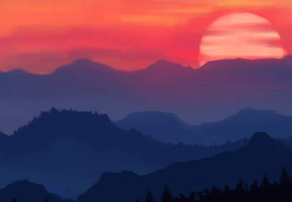風景の背景 ペイント要素付きの抽象アートテンプレート 日の出日没の背景抽象的なバナーデザイン自然のスタイルで ベクターイラスト — ストックベクタ