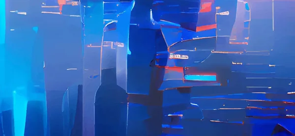 Abstrakter Hintergrund Moderne Futuristische Grafik Rosa Blauer Neon Chaotischer Hintergrund — Stockvektor