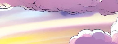 Yumuşak renkli arkaplanda mor renkli gökyüzü bulutları olan soyut desen. Soyut gökyüzü arkaplanı. Soyut renkli arkaplan. Doğal yaz manzarası.