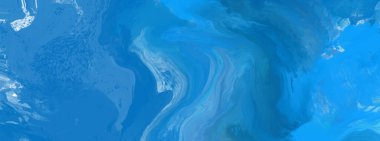 Mavi boya fırçası elementli zarif afiş tasarımı. Soyut dekorasyon. Vektör illüstrasyonu.