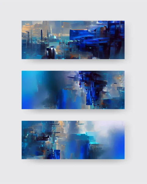 Abstrakte Hintergründe Setzen Moderne Futuristische Grafiken Blauer Chaotischer Hintergrund Vektor — Stockvektor